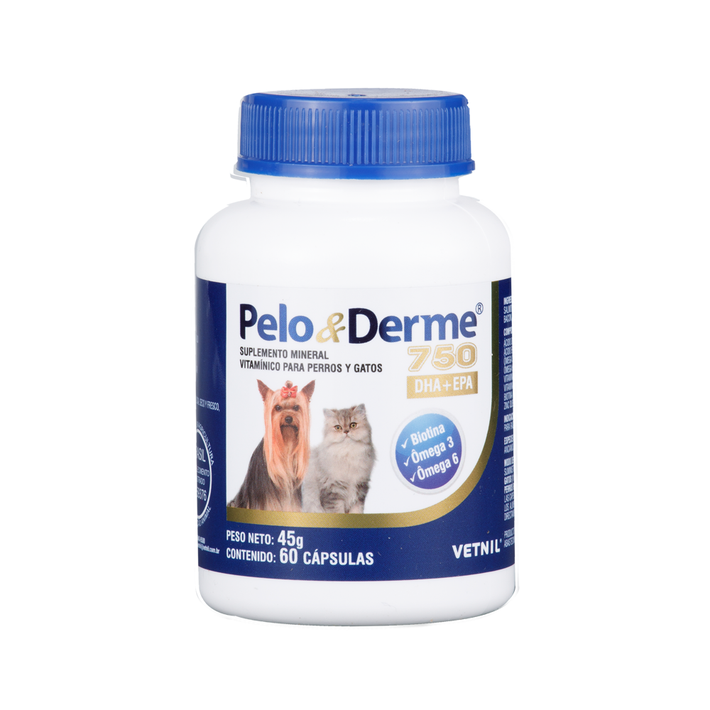 Suplemento para Perro y Gato Pelo y Derme 750 x 60 cápsulas