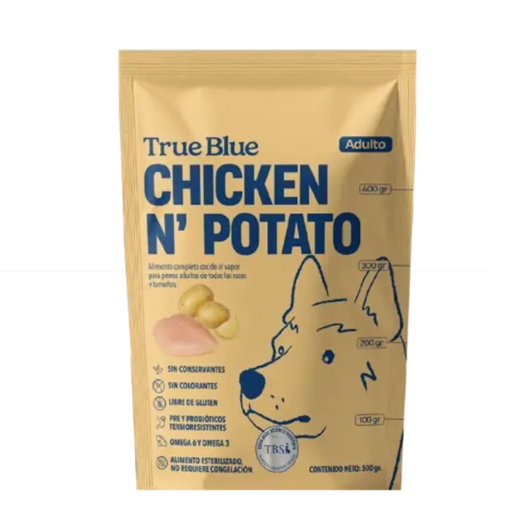 True Blue Comida Natural para Perro Chicken-Potato 500 gr caja x 10 u