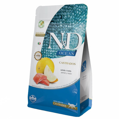 N&D OCEAN Comida para Gatos Adultos Castrados Sabor a Salmón x 1,5 kg