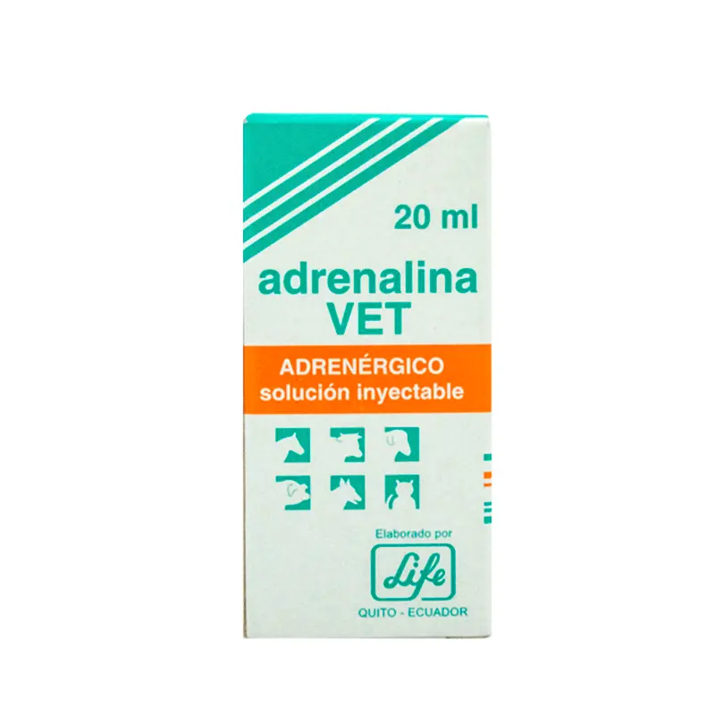 Adrenalina veterinaria en presentación de 20 ml