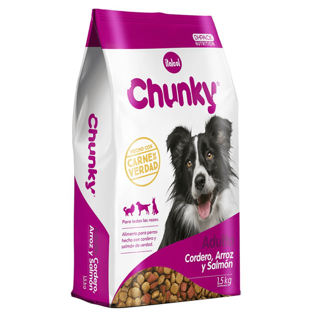 Chunky Comida para Perros Sabor a Cordero, Arroz y Salmón