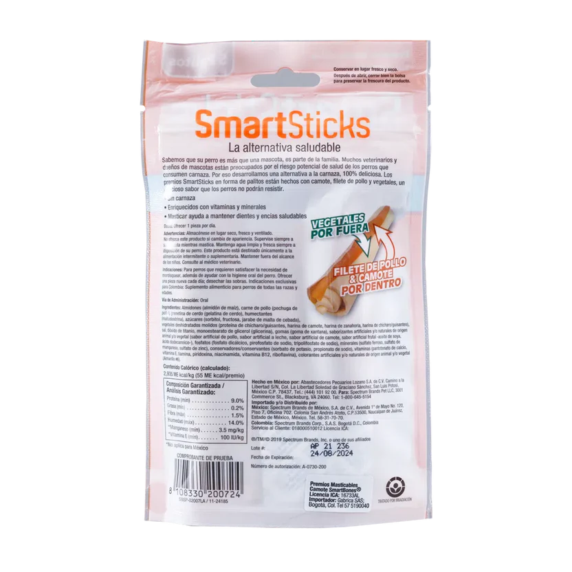 Smartbones Snack para Perro Smartsticks Patata Dulce x 5 u