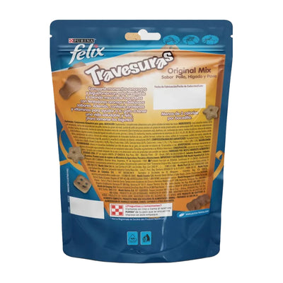 Purina® Felix® Snack para Gatos Adultos de Todas las Razas Travesuras® sabor a Pollo, Hígado y Pavo x 60 gr