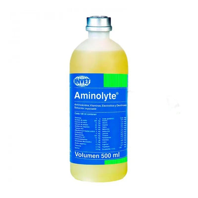 Botella de AMINOLYTE X 500 CC - Solución Vitamínica y de Electrolitos para Mascotas y Ganado