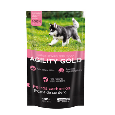 Agility Gold Comida Húmeda para Cachorros Trozos de Cordero