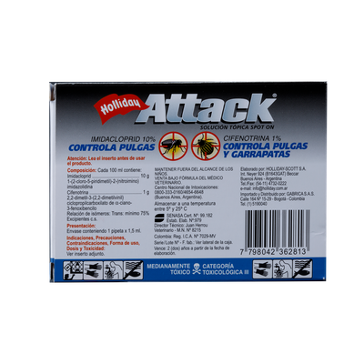 Antiparasitario Externo para Perro Attack x 1,5 ml (5 a 15 Kg)