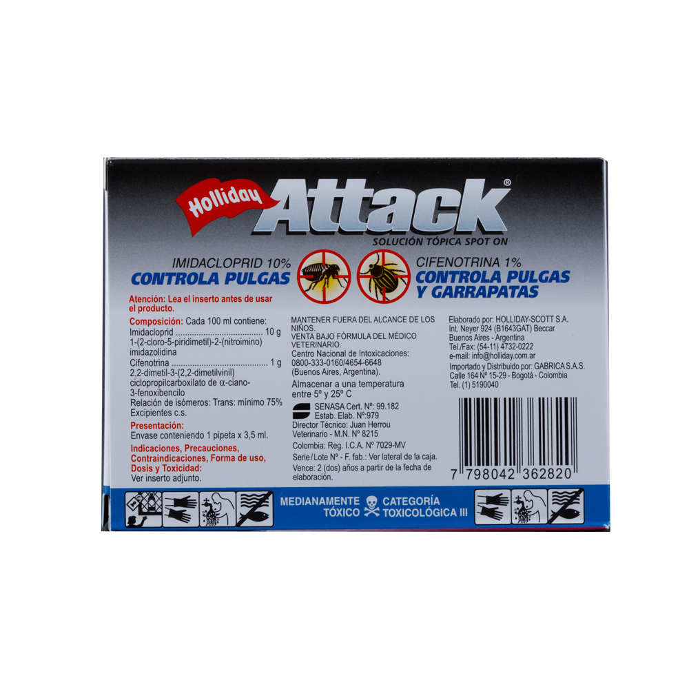 Antiparasitario Externo para Perro Attack x 3,5 ml (15 a 35 Kg)