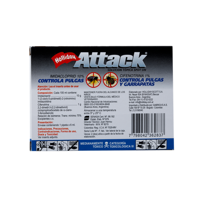 Antiparasitario Externo para Perro Attack x 6 ml (35 a 60 Kg)