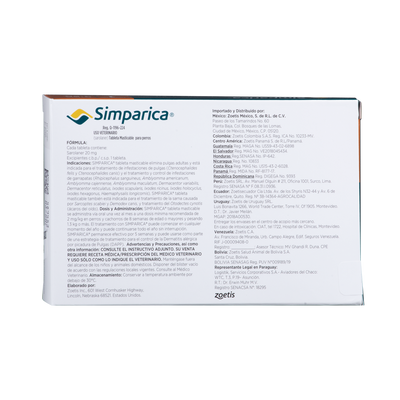 Antiparasitario Externo para Perro Simparica 20 mg (5 a 10 kg) Caja x 1 Tableta