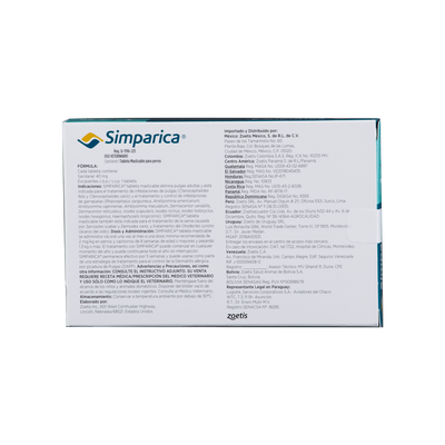 Antiparasitario Externo para Perro Simparica 40 Mg  Caja x 1 Tableta