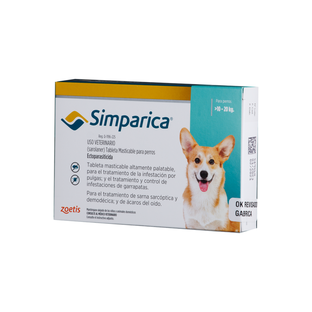 Antiparasitario Externo para Perro Simparica 40 Mg  Caja x 1 Tableta