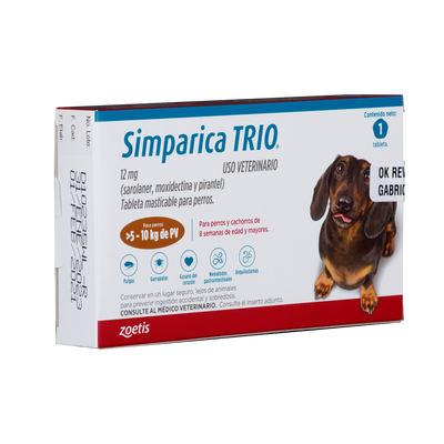 Antiparasitario Interno y Externo para Perro Simparica Trio 5 Kg - 10 Kg x 1 Tableta