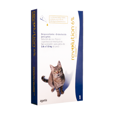 Antiparasitario Revolution Gato 6% x 0,75ml (2,6 a 7,5 Kg)