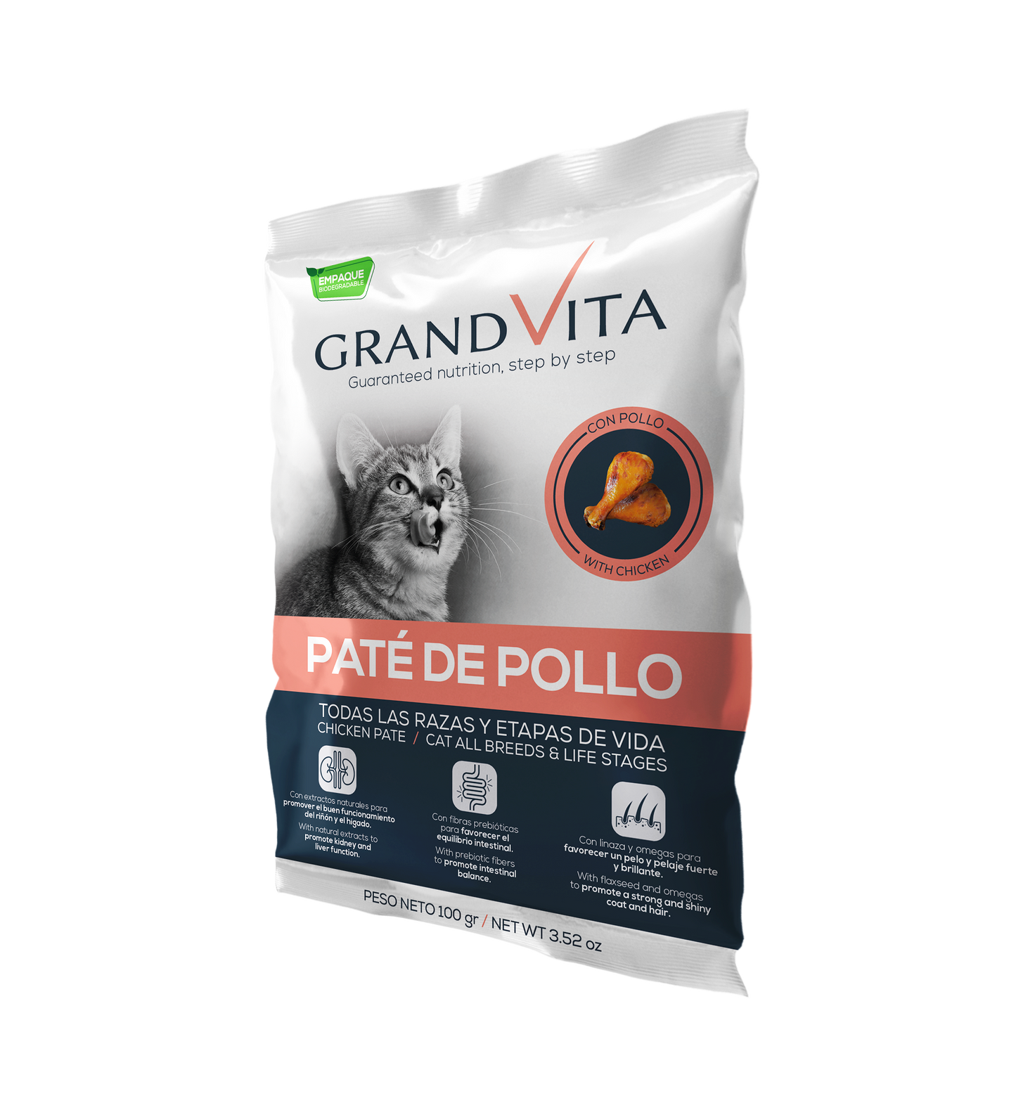 Grand Vita Comida Húmeda para Gato Paté Pollo 100 Gr