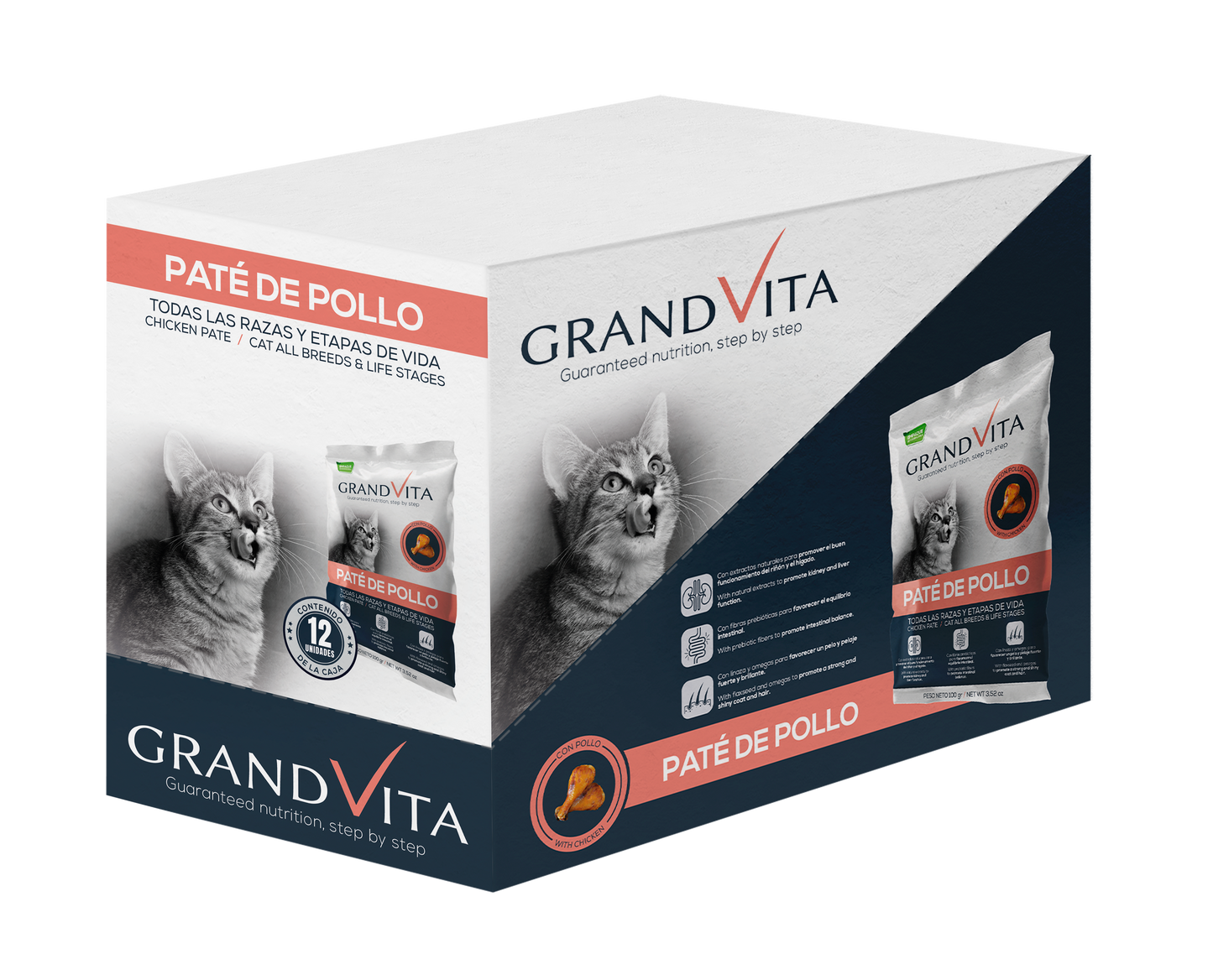 Grand Vita Comida Húmeda para Gato Paté Pollo 100 Gr