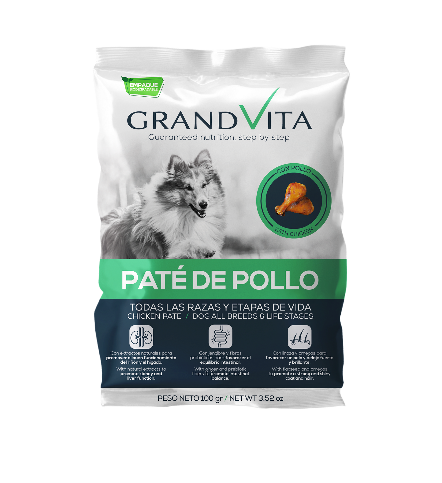 Grand Vita Comida Húmeda para Perro Paté Pollo 100 Gr