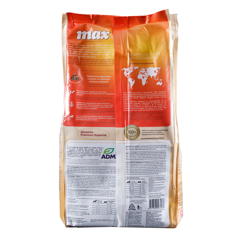 Max Comida Para Perro Adulto Razas Pequeñas Performance Pollo