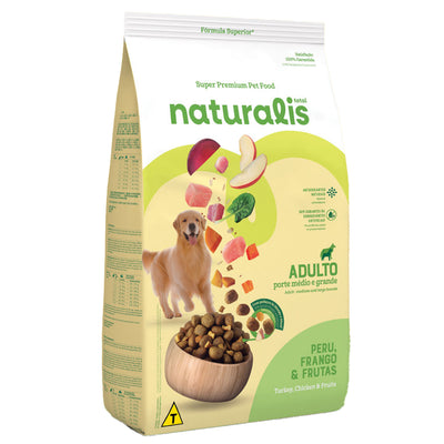 Naturalis Comida para Perro Adulto Raza Mediana Grande Pollo, Pavo y Frutas
