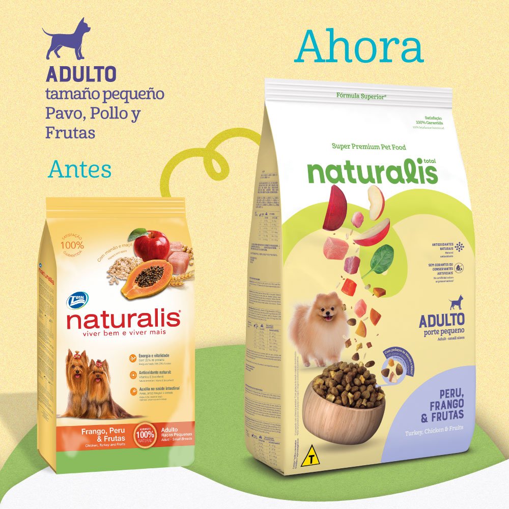 Naturalis Comida para Perro Adulto Raza Pequeña Pollo, Pavo y Frutas