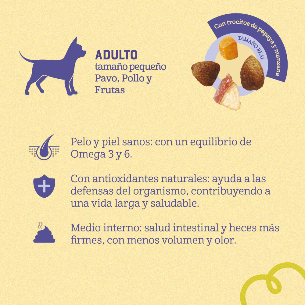 Naturalis Comida para Perro Adulto Raza Pequeña Pollo, Pavo y Frutas