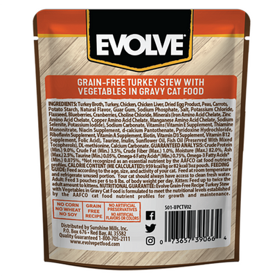 Evolve Comida para Gato Grain Free Pouch Pavo y Vegetales x 85 gr
