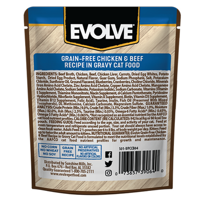 Evolve Comida para Gato Grain Free Pouch Pollo y Res x 85 gr
