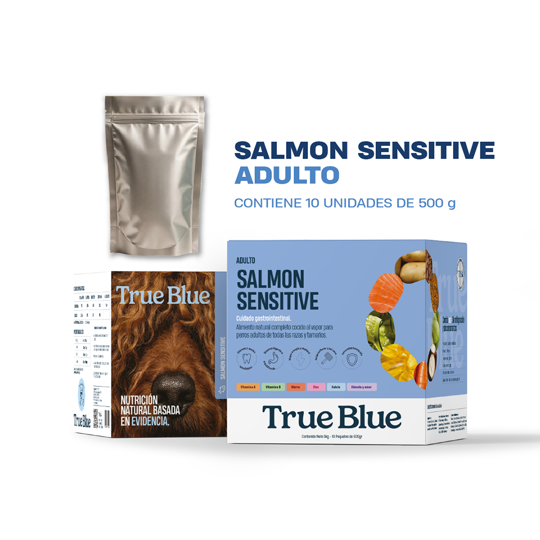 True Blue Comida Natural para Perro Salmon Sensitive 500 gr caja x 10 u