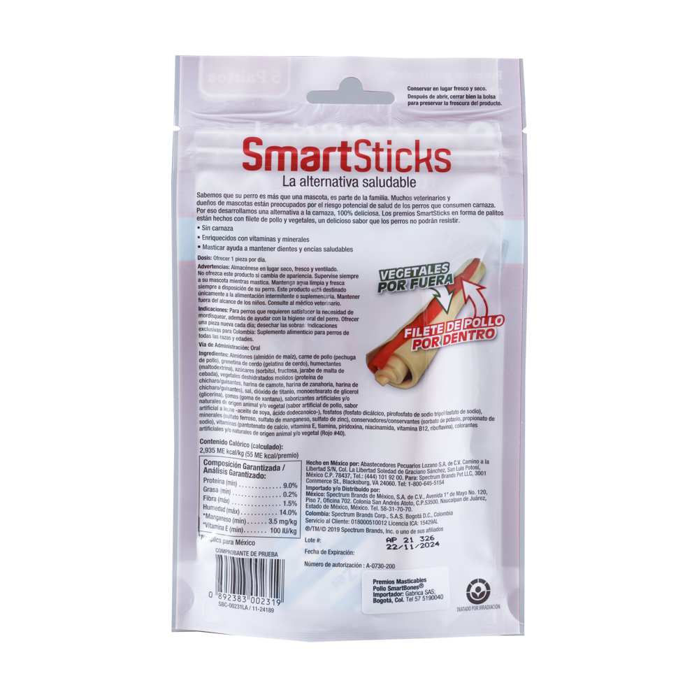 Smartbones Snack para Perro Smartsticks Pollo x 5 u