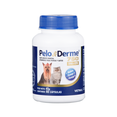 Suplemento para Perro y Gato Pelo y Derme 750 x 60 cápsulas