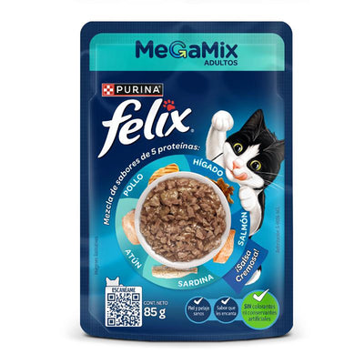 Purina® Felix® Comida Húmeda para Gatos Megamix Adulto Pouche x 85 gr