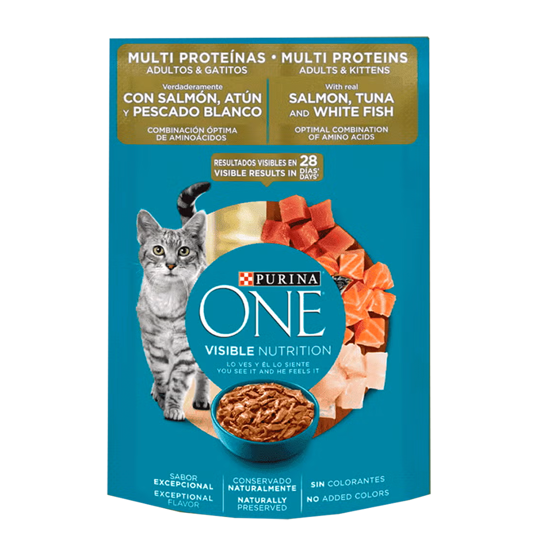 Purina® One® Comida Húmeda para Gatos y Gatitos Multiproteína x 85 gr